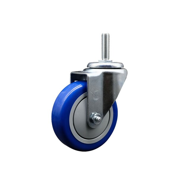 4 Inch Blue Polyurethane Wheel Swivel 34 Inch Threaded Stem Caster Service Caster